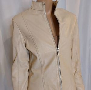 DANIER cream/tan leather jacket sz Small